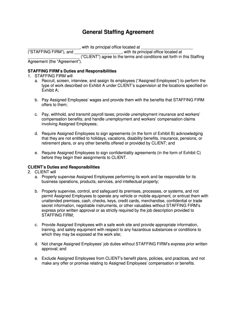 Staffing Agreement Form